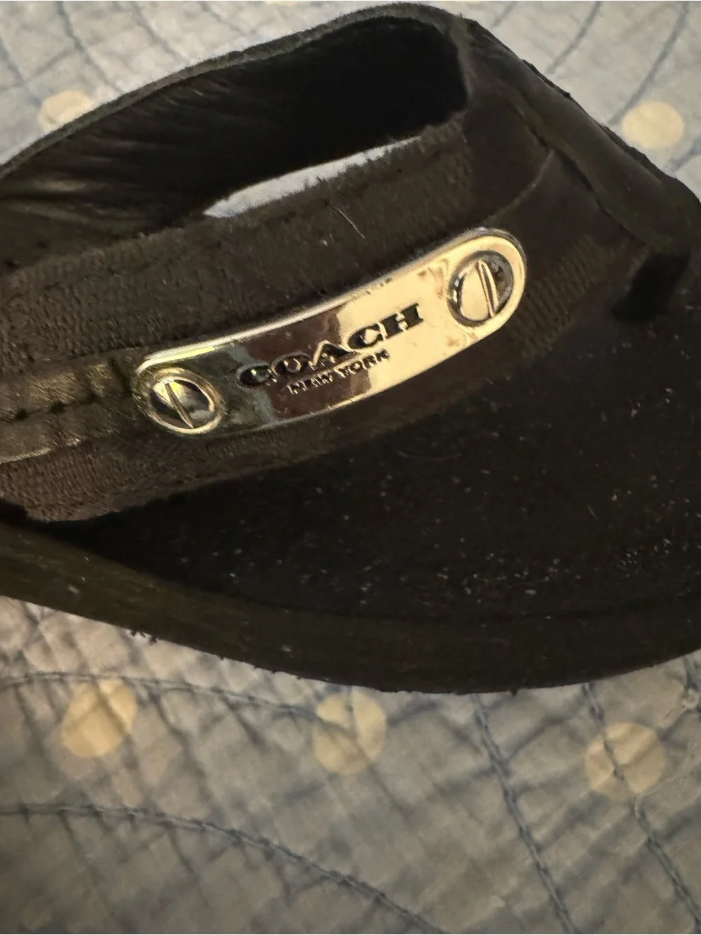 Coach Black  Logo W Silver Plate Flip Flops